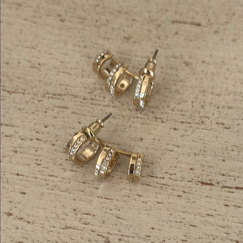 Stella & Dot Gold and Cubic Zirconia Faux Cuff Earrings